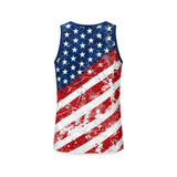 Jimmy Balls American Tank, back view of the distressed flag print