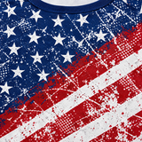 Close-up of the tank's distressed star field, stripes and navy binding