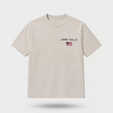 Flock Off Tee in natural rotating 360 degrees, front and back prints