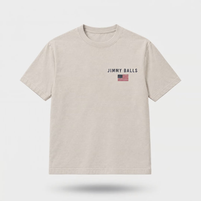 Flock Off Tee in natural rotating 360 degrees, front and back prints