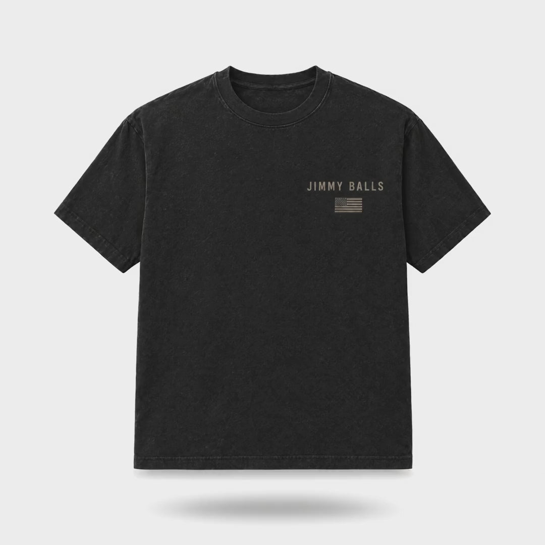 Flock Off Tee in washed black rotating 360 degrees, front and back prints